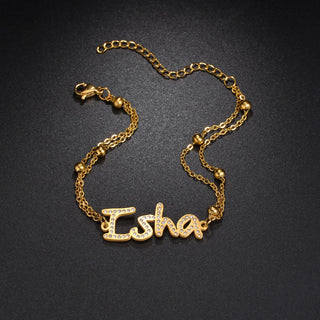 Personalized Name Bracelet - 2 Layer with Star Charms - SHOPPERS' CASTLE