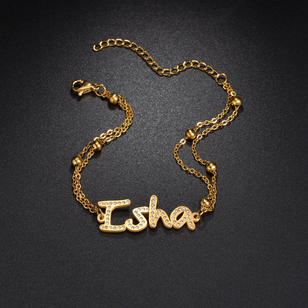 Personalized Name Bracelet - 2 Layer with Star Charms - SHOPPERS' CASTLE