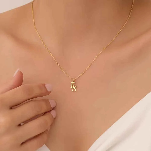 Geometric Initial Letter Necklace - Wedding Party Jewelry