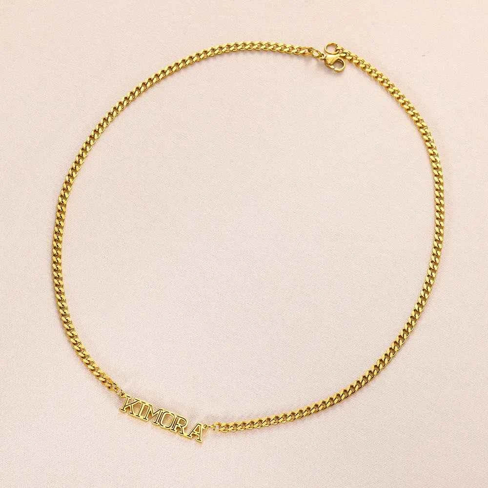 Custom Name Flat Chain Nameplate Necklace - Girlfriend Gift