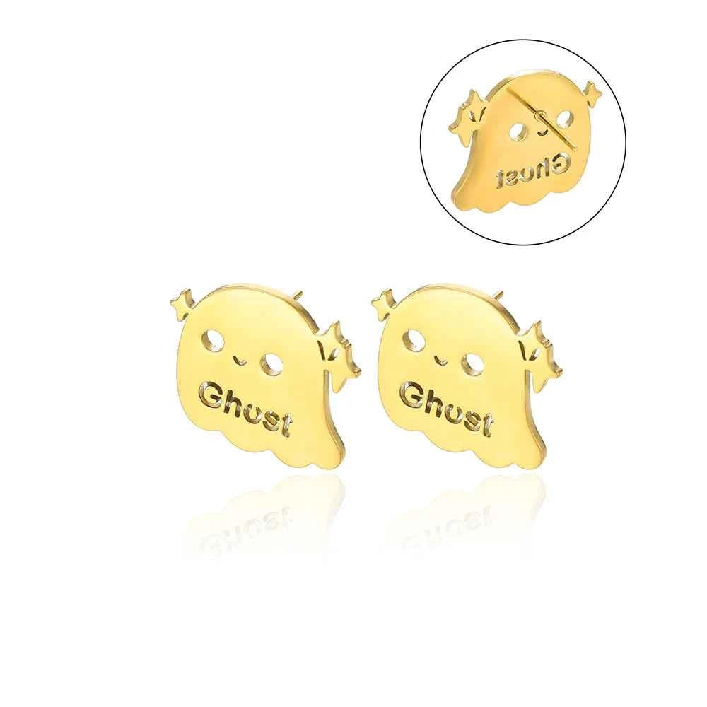 Custom Ghost Name Earrings - Geometric Design