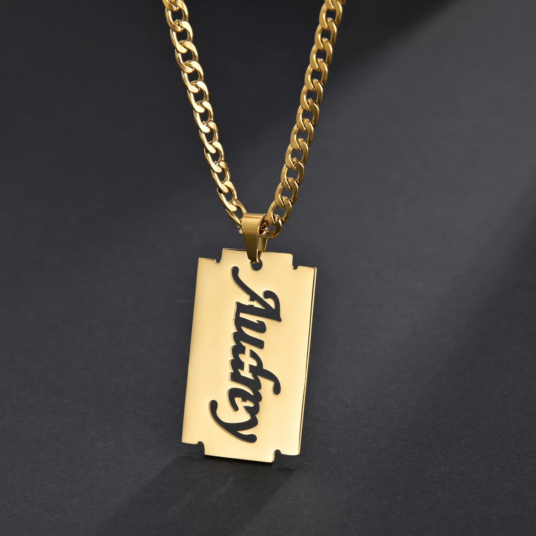 Custom Name Hollow Nameplate Necklace - Elegant Chain - SHOPPERS' CASTLE