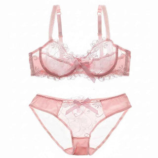 Fashion Embroidery Lingerie Set - Plus Size C/D Cup