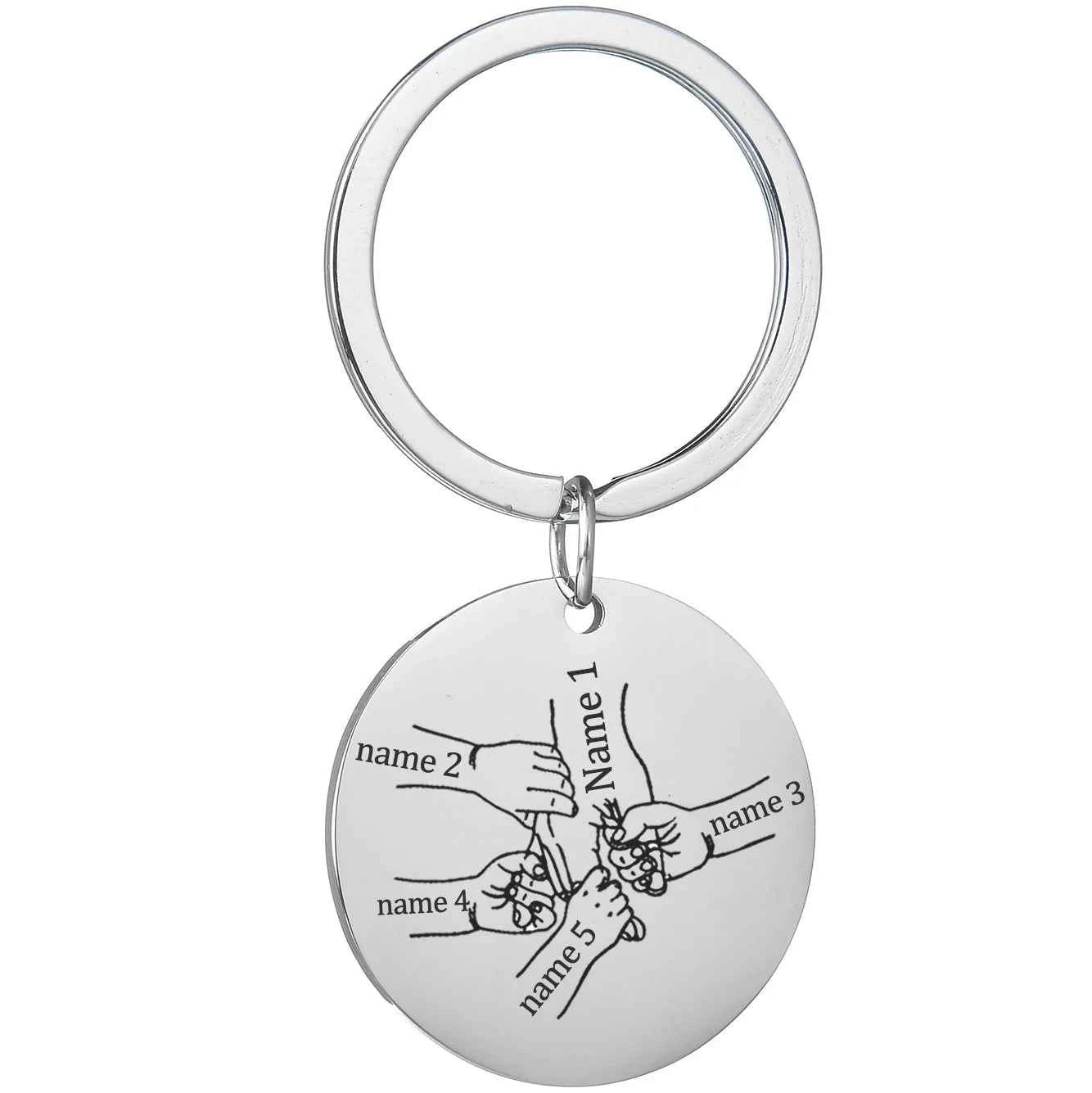 Personalized Heart Round Keychain - Engraving Words
