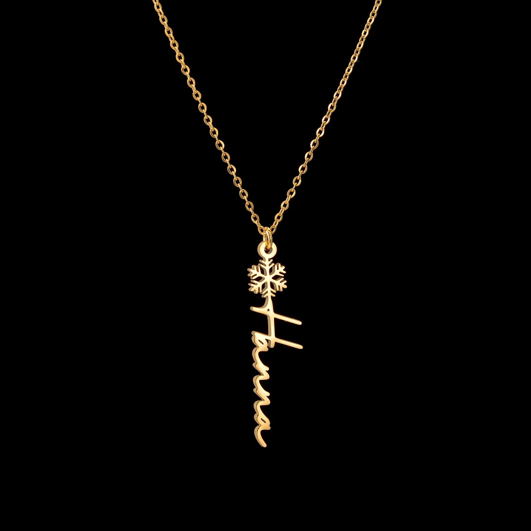 Custom Name Snowflake Pendant Choker - Chain - SHOPPERS' CASTLE