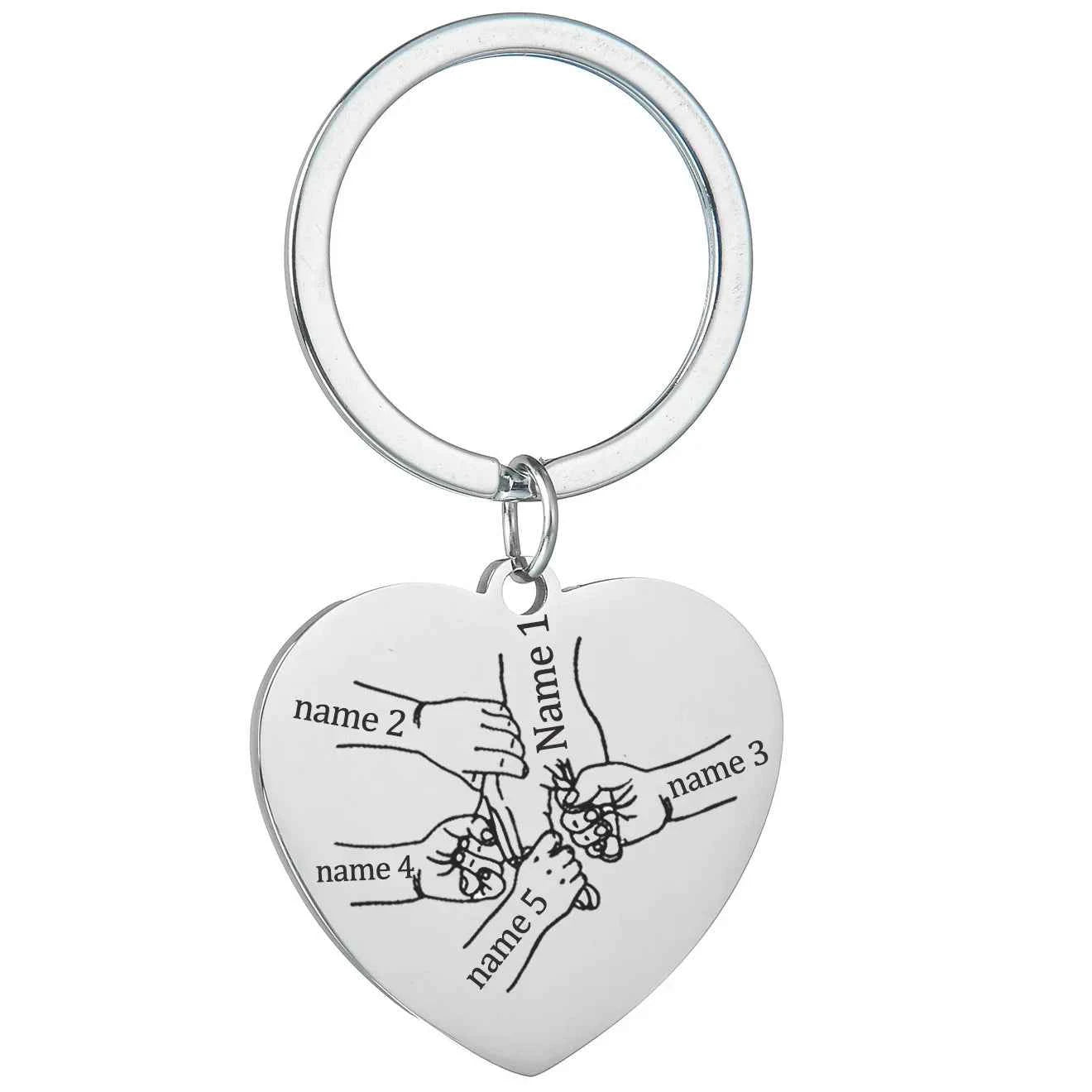 Personalized Heart Round Keychain - Engraving Words