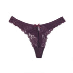 Sheer Floral Lace Thong - Elegant Low-Waist G-String