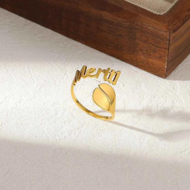 Custom Fish Geometric Name Ring - Open Design