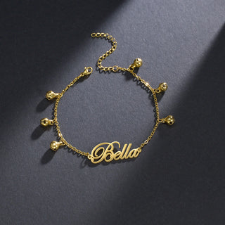 Custom Name Anklet - Thick Chain with Charms - SHOPPERS' CASTLE