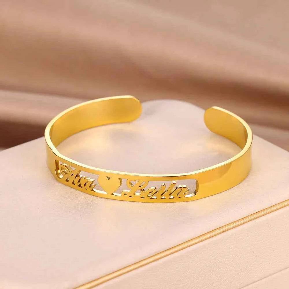 Customized Name Open Bangle - Hip Hop Style