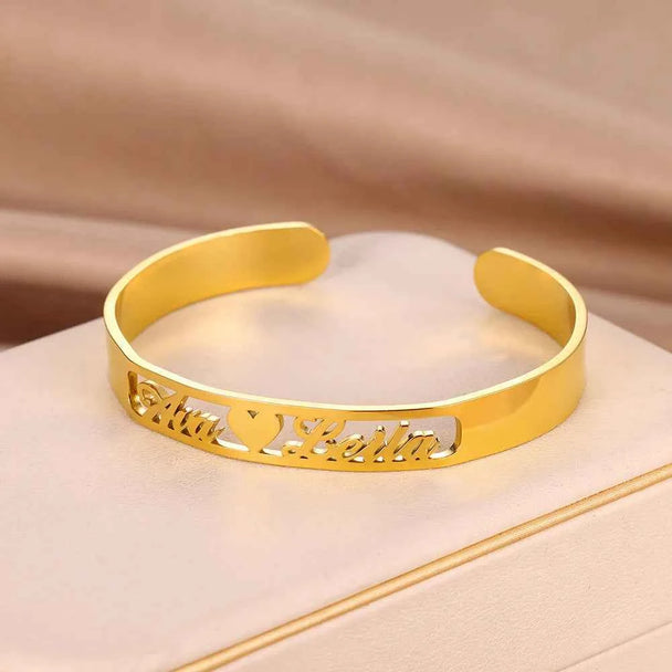 Customized Name Open Bangle - Hip Hop Style