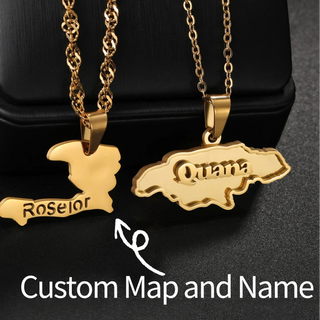Custom Name Welding Map Pendant Choker - Nameplate Chain