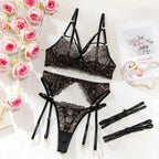 Leopard Print Lingerie Set with Leg Garters