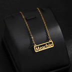 Custom Name Hollow Nameplate Necklace - Elegant Chain - SHOPPERS' CASTLE