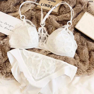 French Ultra-Thin Lace Bra Set with Thong