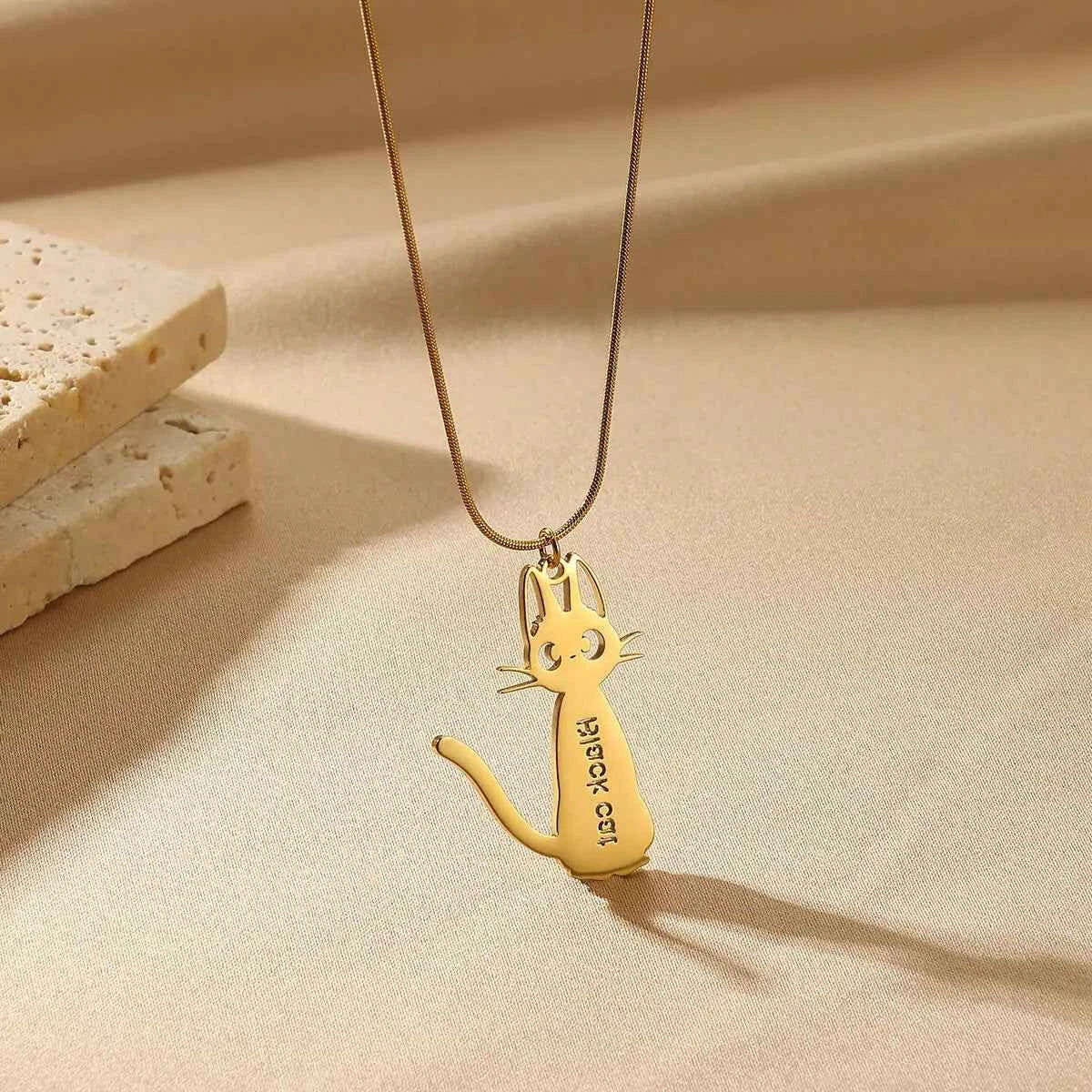 Cat Name Snake Chain Clavicle Necklace - Personality Jewelry