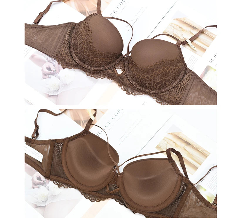 Bandage Cotton Thick Gather Push-Up Bra Set - ABCD Cup - SHOPPERS' CASTLE