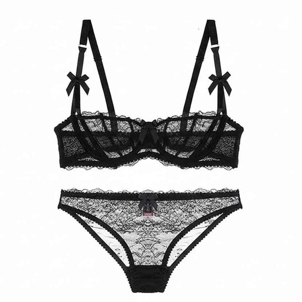 Embroidered Lace Half-Cup Bra