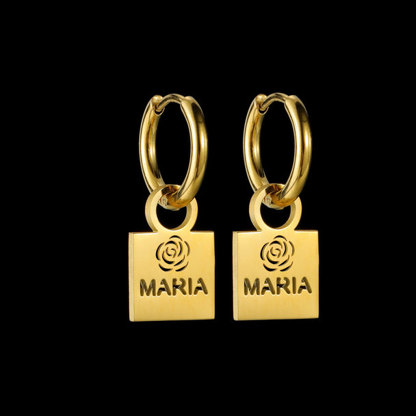 Custom Hollow Heart Name Earrings - Stainless Steel - SHOPPERS' CASTLE
