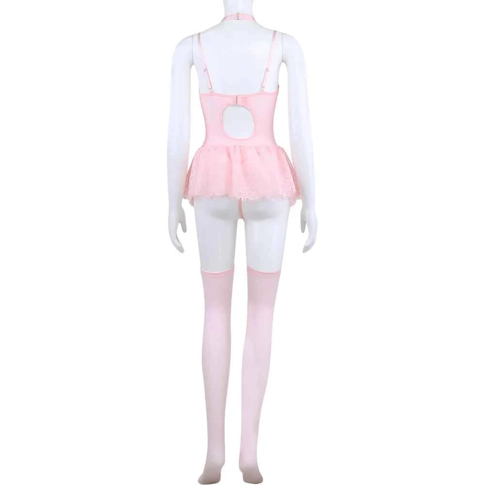 Pink Corset Lingerie Set - 5 Piece