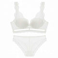 Deep V Cotton Embroidery Bra Set