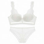 Deep V Cotton Embroidery Bra Set