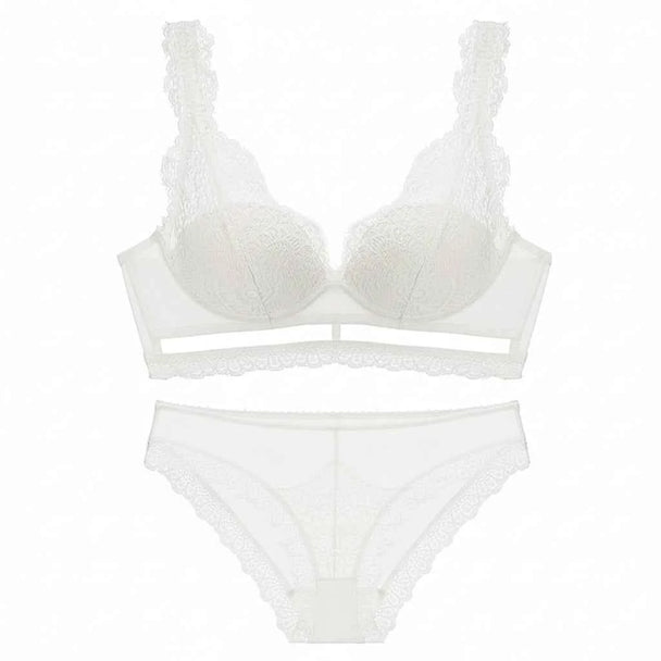 Deep V Cotton Embroidery Bra Set