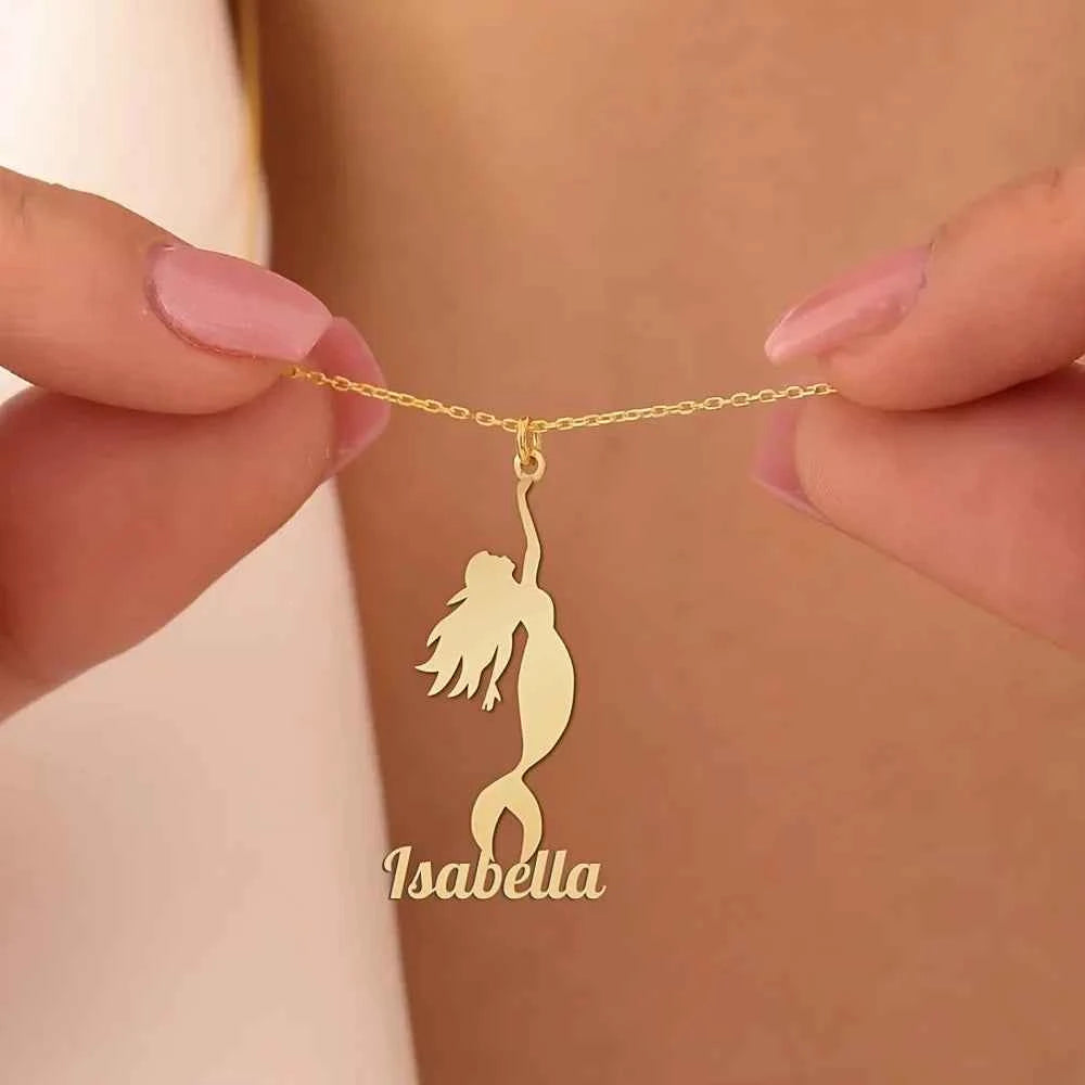 Mermaid Name Pendant Necklace - Summer Travel Jewelry