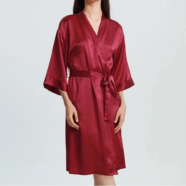 19mm Mulberry Silk Cardigan Robe - Loose Long Luxury Bathrobe