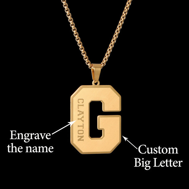 Personalized Big Letter Name Nameplate Necklace - Link Chain - SHOPPERS' CASTLE