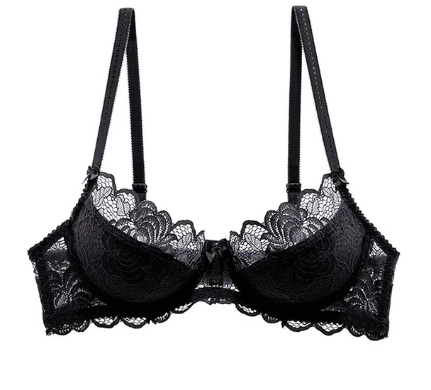 Hollow-Out Embroidered Bra - Plus Size - SHOPPERS' CASTLE