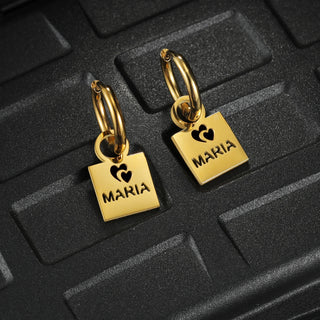 Custom Hollow Heart Name Earrings - Stainless Steel - SHOPPERS' CASTLE