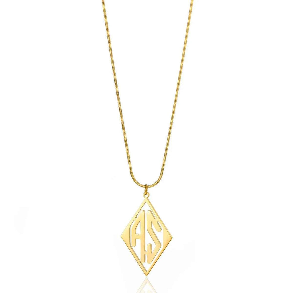 Custom Diamond Initial Letter Necklace - Wedding Jewelry