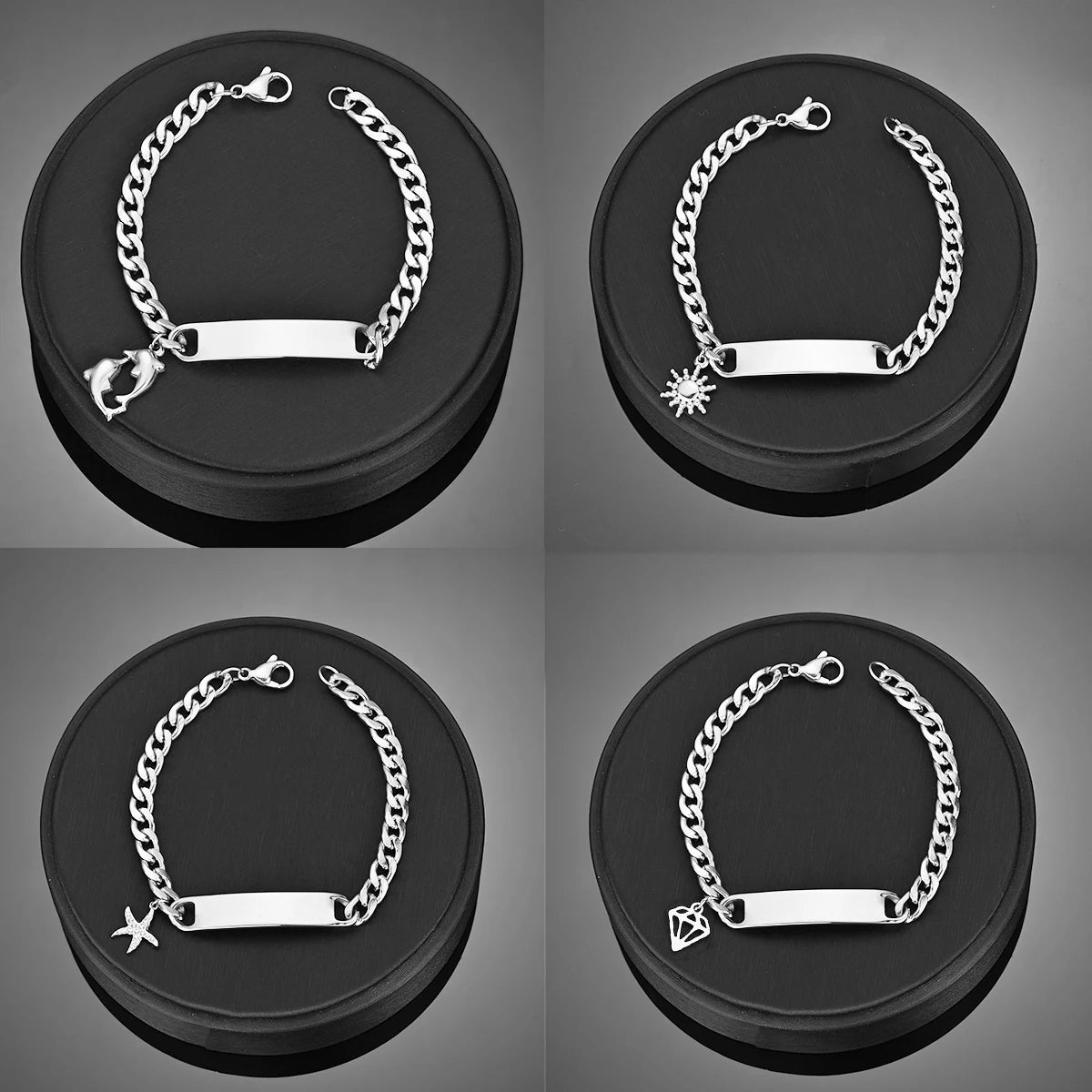 Engrave Name Cross Heart Bracelet - Adjustable Cuban Chain - SHOPPERS' CASTLE
