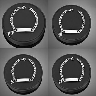 Engrave Name Cross Heart Bracelet - Adjustable Cuban Chain - SHOPPERS' CASTLE