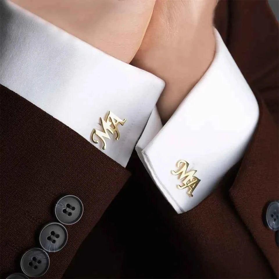 Customized Initial Letter Cufflinks - Groom Wedding Jewelry