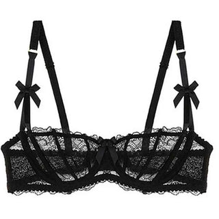 Embroidered Lace Half-Cup Bra