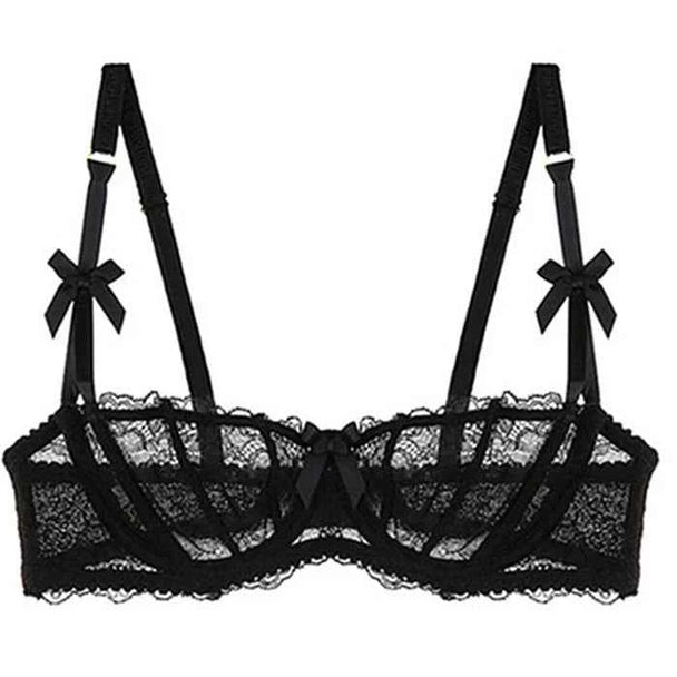 Embroidered Lace Half-Cup Bra