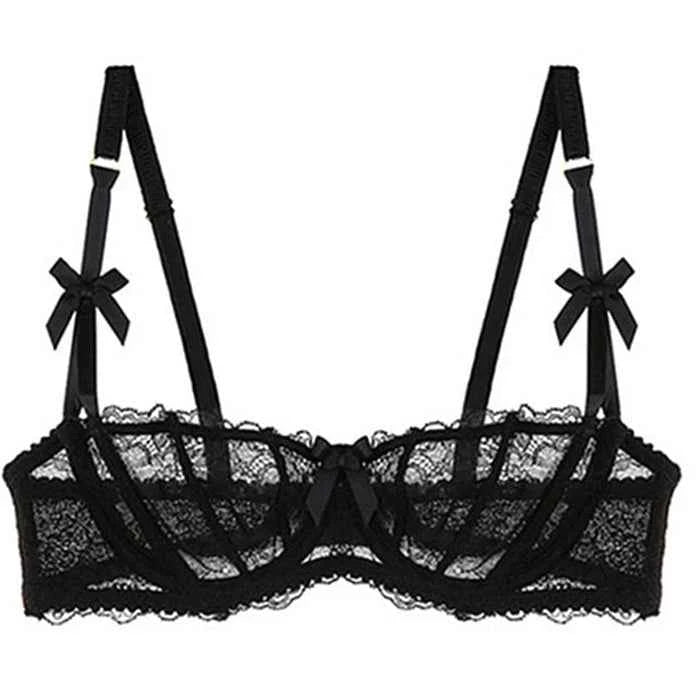 Embroidered Lace Half-Cup Bra