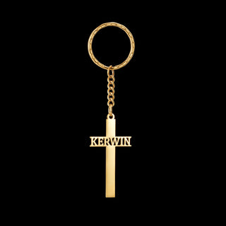 Custom Name Cross Keychain - Nameplate Charm - SHOPPERS' CASTLE