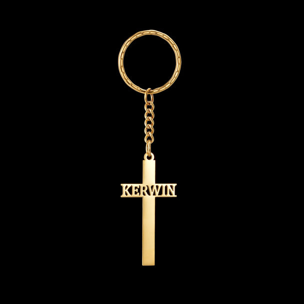 Custom Name Cross Keychain - Nameplate Charm - SHOPPERS' CASTLE