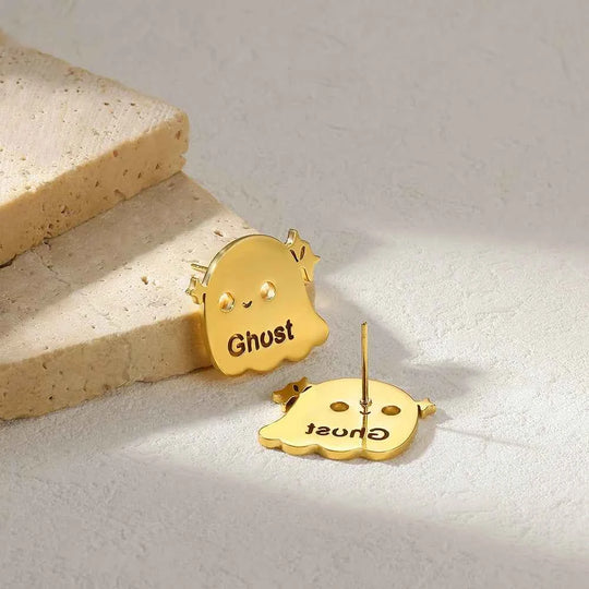 Custom Ghost Name Earrings - Geometric Design
