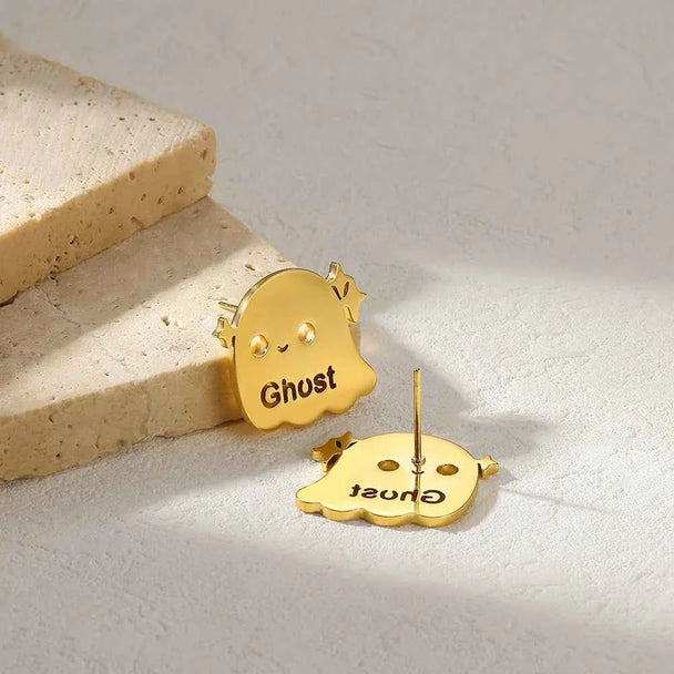 Custom Ghost Name Earrings - Geometric Design