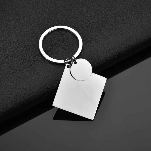 Personalized Engrave Name Date Keychain - Square Round