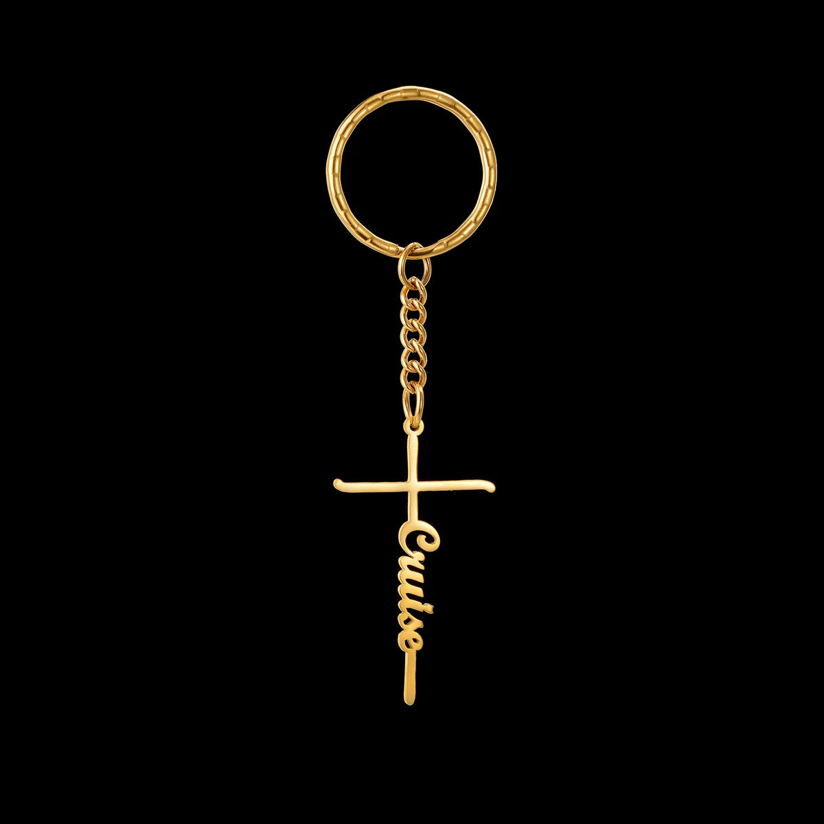 Custom Name Cross Keychain - Nameplate Charm - SHOPPERS' CASTLE