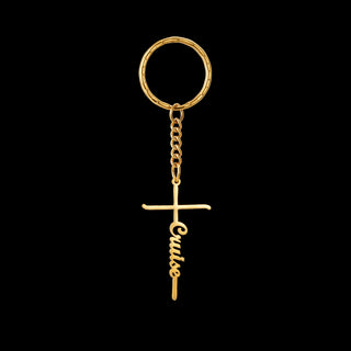 Custom Name Cross Keychain - Nameplate Charm - SHOPPERS' CASTLE