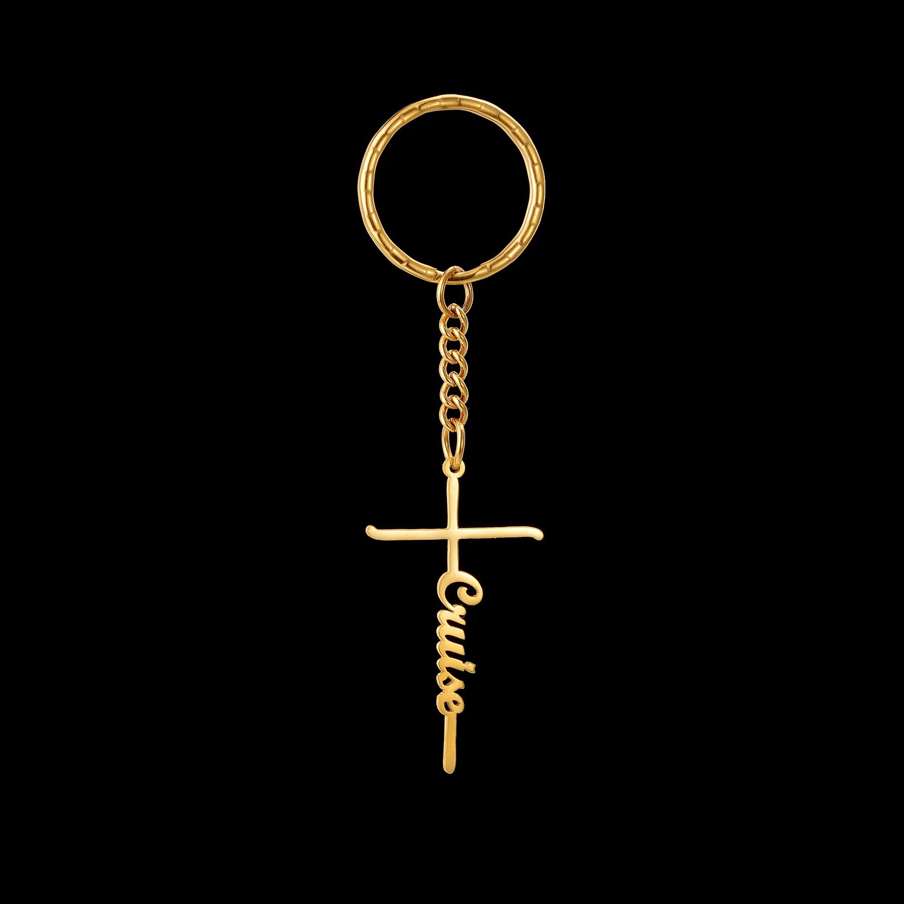 Custom Name Cross Keychain - Nameplate Charm - SHOPPERS' CASTLE