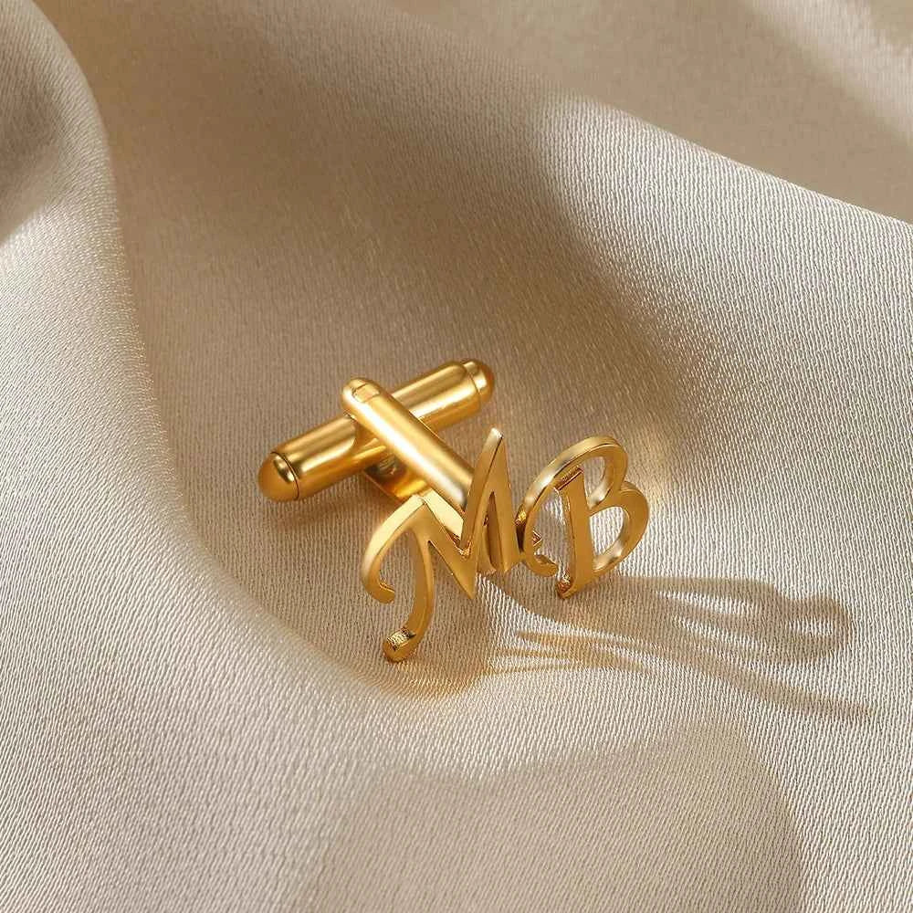 Customized Initial Letter Cufflinks - Groom Wedding Jewelry