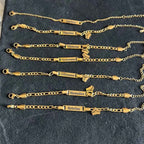 Engrave Name Heart Figaro Chain Bracelet - Adjustable