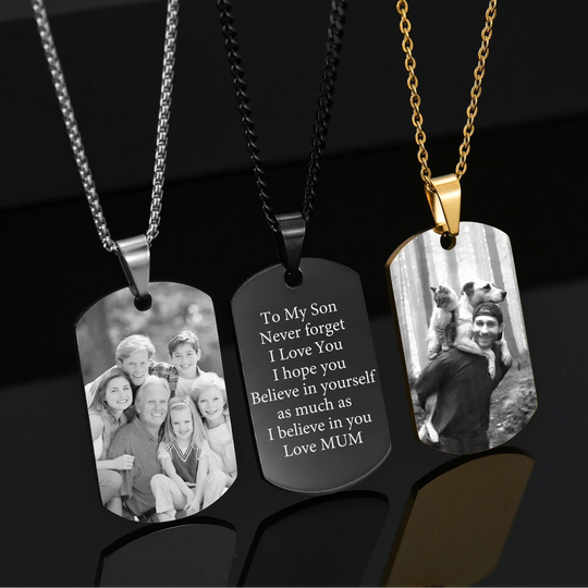 Custom Square Pendant Necklace - Engravable Text & Picture Design - SHOPPERS' CASTLE